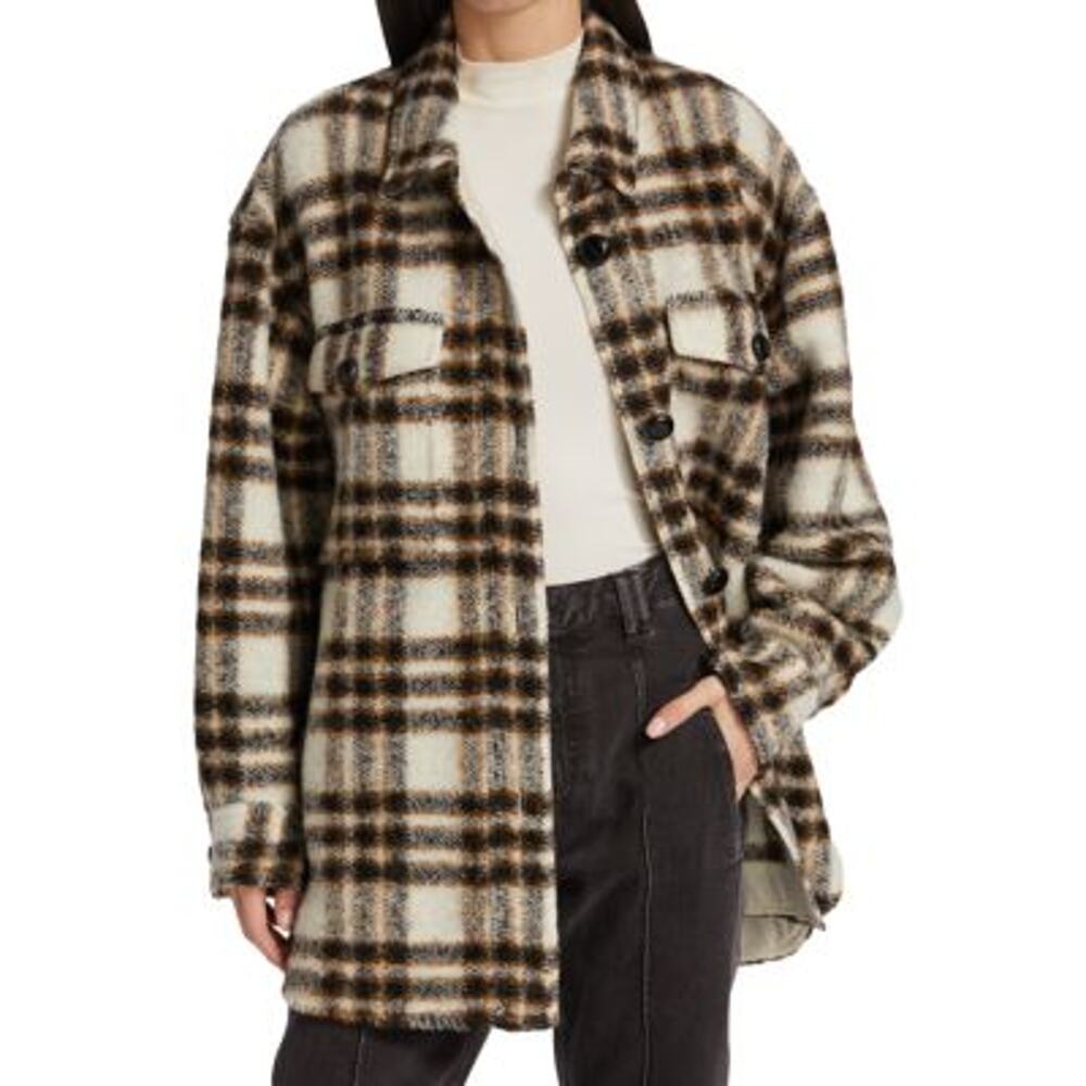 Isabel Marant Etoile NWT Harveli Brushed Plaid Wool Blend Coat Size 34 (US 2)